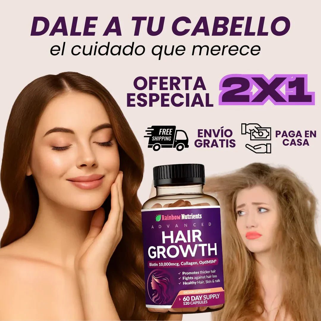 ¡HAIR GROWTH ADVANCED COMPRA 1 Y LLEVATE 2 - SIN AZUCAR - LOGRA UN CABELLO DE ENSUEÑO DESDE LOS PRIMEROS 7 DÍAS! 120 capsulas - IMPERIUM