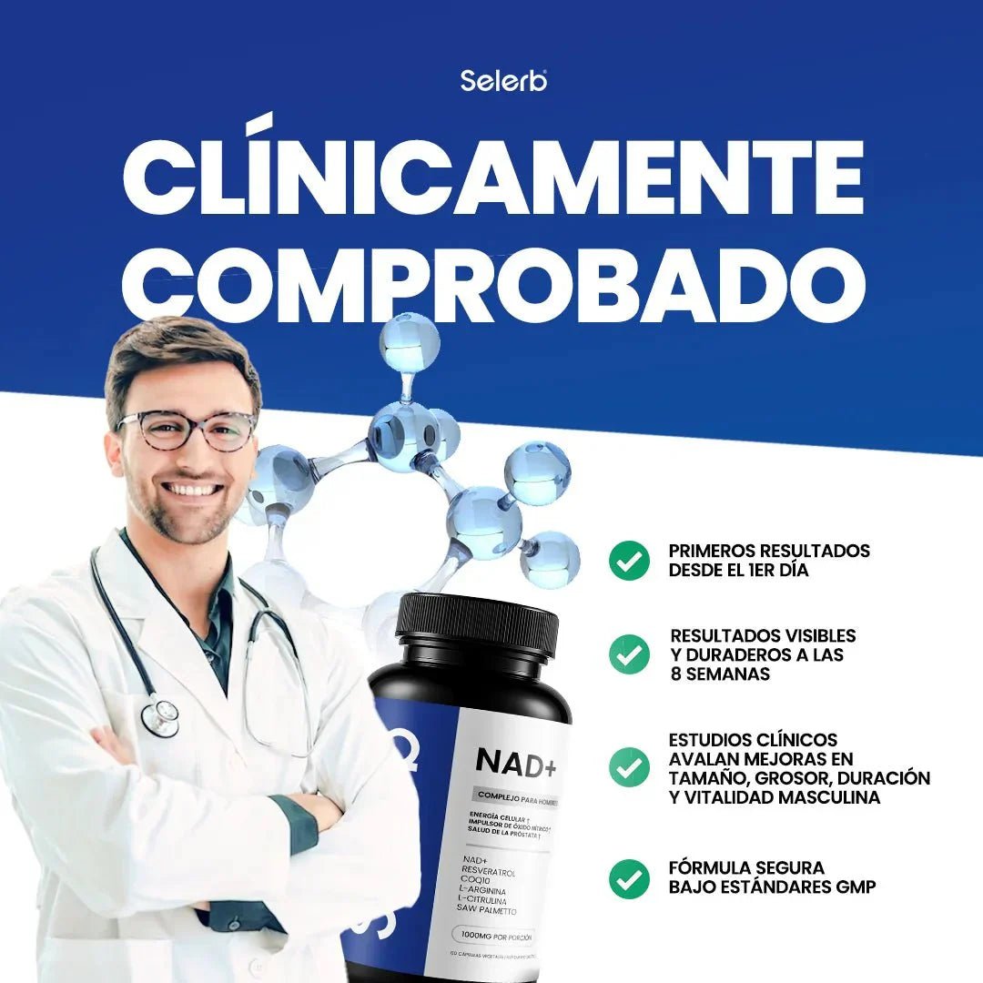 Selerb NAD+ 60 cápsulas | Recupera tu potencia y energía en la cama, en 2 semanas. Contiene: NAD+, RESVERATROL, COQ10, L - ARGININA, L - CITRULINA, SAW PALMETTO. - IMPERIUM